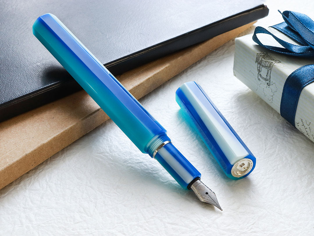 WANCHER カレイド 万年筆 青淵 ステンレスソフト F カレイドクイーン