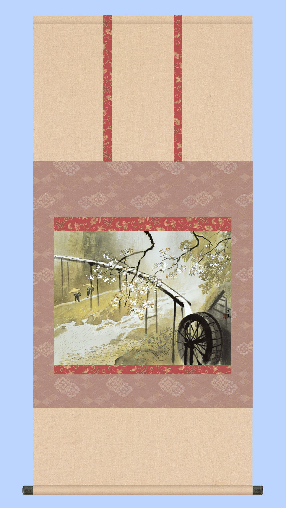 玉堂美術館監修】川合玉堂 複製画『日光裏見瀧』掛け軸 桐箱付 日本画