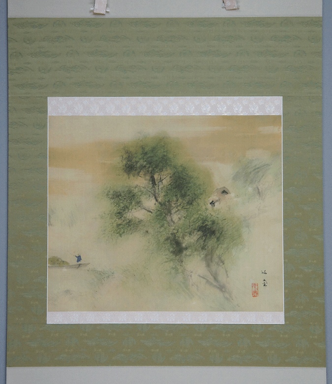 掛軸 風景画 山水画 川島梅関肉筆画 真作 【公式通販】