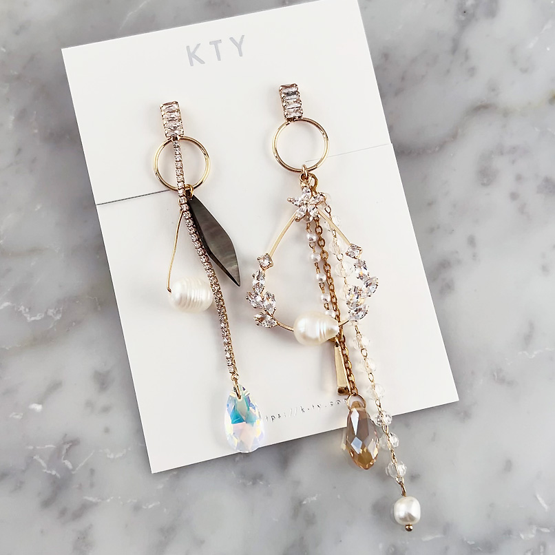 Feather Flower アシンメトリーピアス | KTY