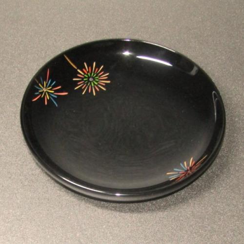輪島塗 ソーサー -花火の蒔絵仕上げ- [内外面とも黒色] 螺鈿・切り金