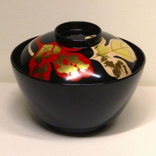 □和食器【輪島塗 松蒔絵 吸物椀5客 木製】木箱入り 椀：直径12.5