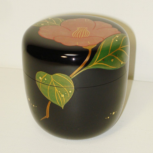 輪島塗 小棗 利休形 -椿の高蒔絵仕上げ- [黒色]｜輪島市の輪島塗漆器