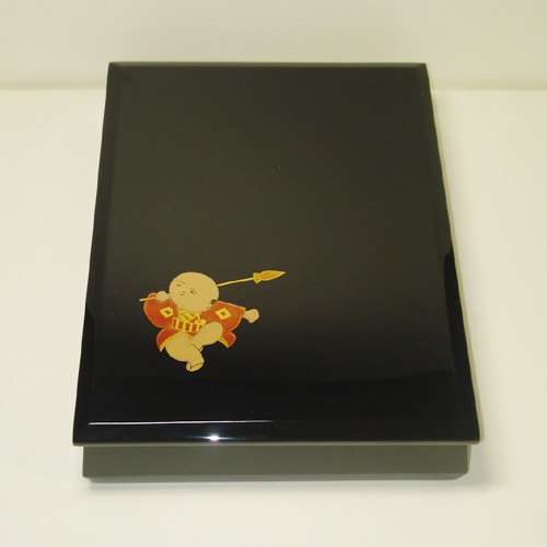 輪島塗 文箱(文庫) -唐子の蒔絵仕上げ- [内外面とも黒色]｜輪島市の