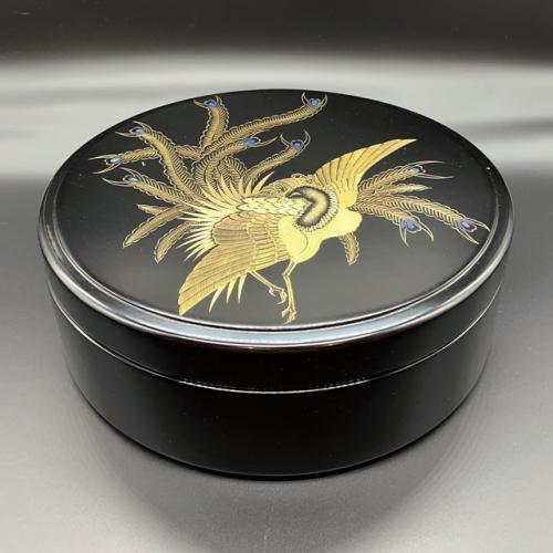 輪島塗 茶櫃 –鳳凰の点彫り沈金仕上げ- [内茶色 (乾漆) / 外茶色
