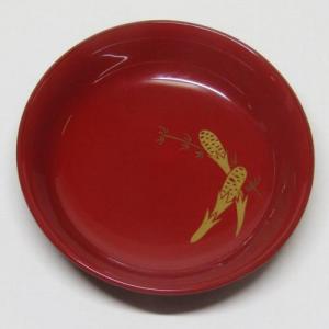 輪島塗り漆器 深い赤色の形皿 5枚セット 直径19.5cm 小皿｜