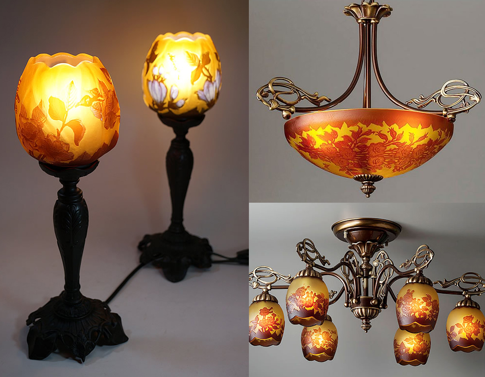 ◇証明書付◇EmileGalleエミールガレ ランプ カメオ彫 45×21 証明書付