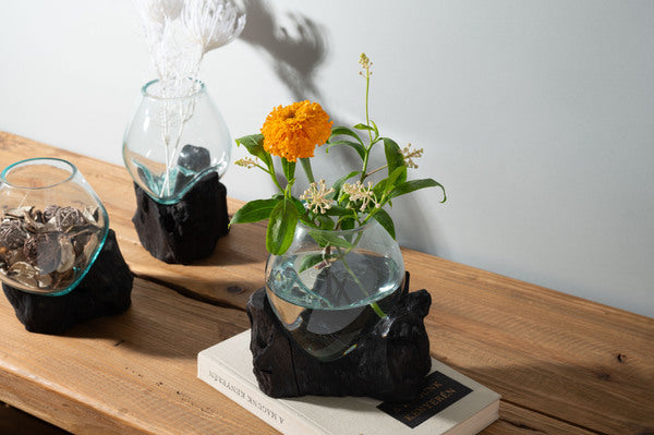 グラスオブジェ ガラスオブジェ オブジェ ガラス 流木 モダン