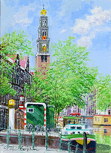 小田切訓「新緑の西教会」油彩4号