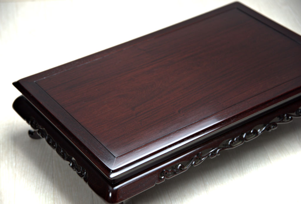 紫檀 花台 史郎作 大阪唐木指物 美品 花台: 紫檀 史郎作 唐草 1.6尺