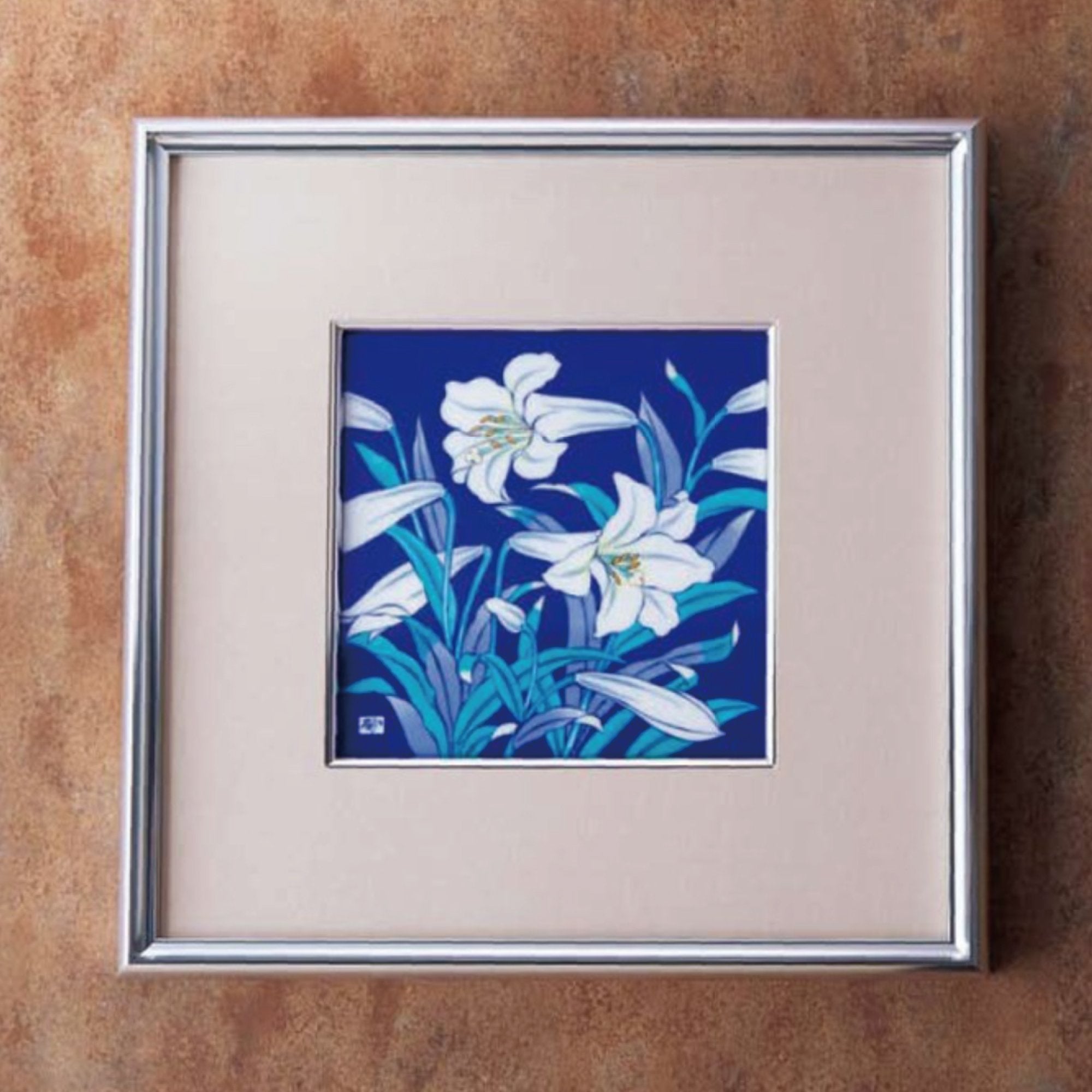 香蘭社 百合の陶額