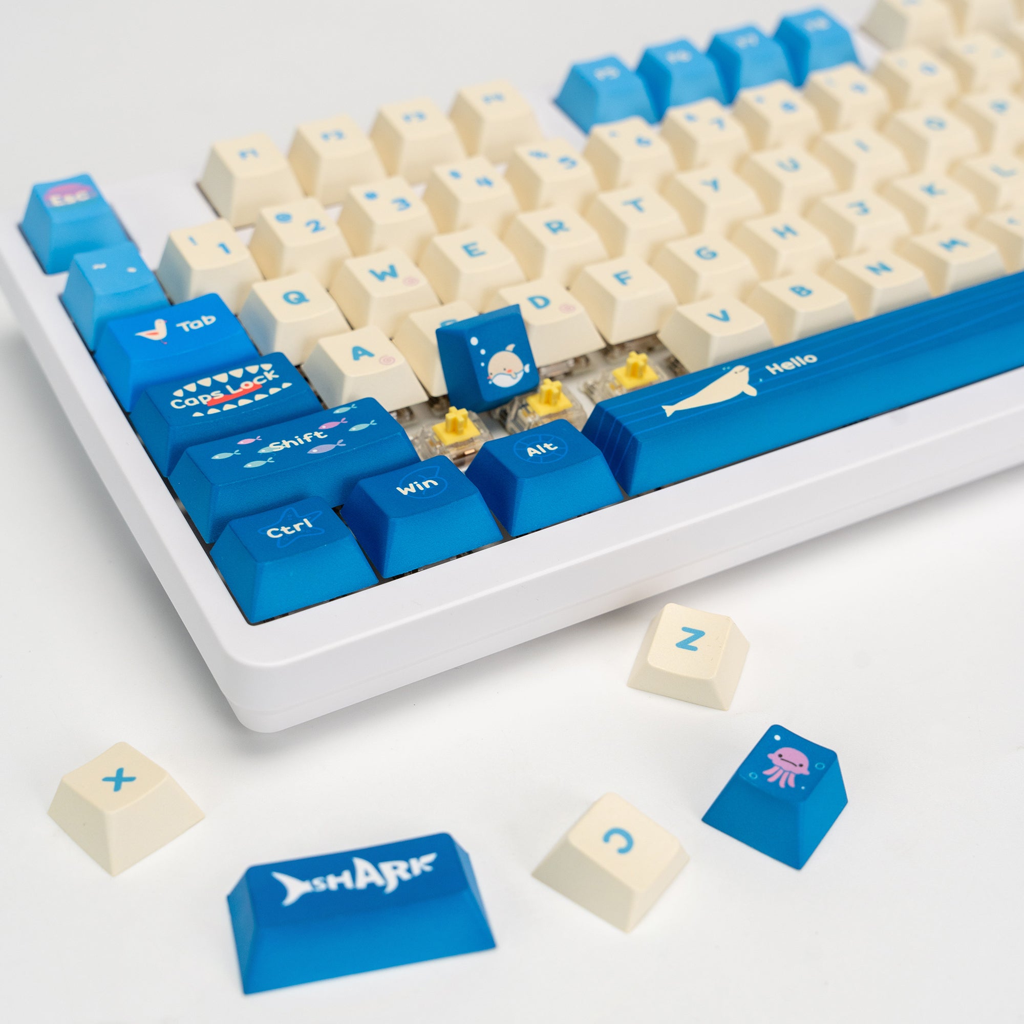 Sea] Little Shark PBT Cherry Profile Keycaps Set – KeyGeak