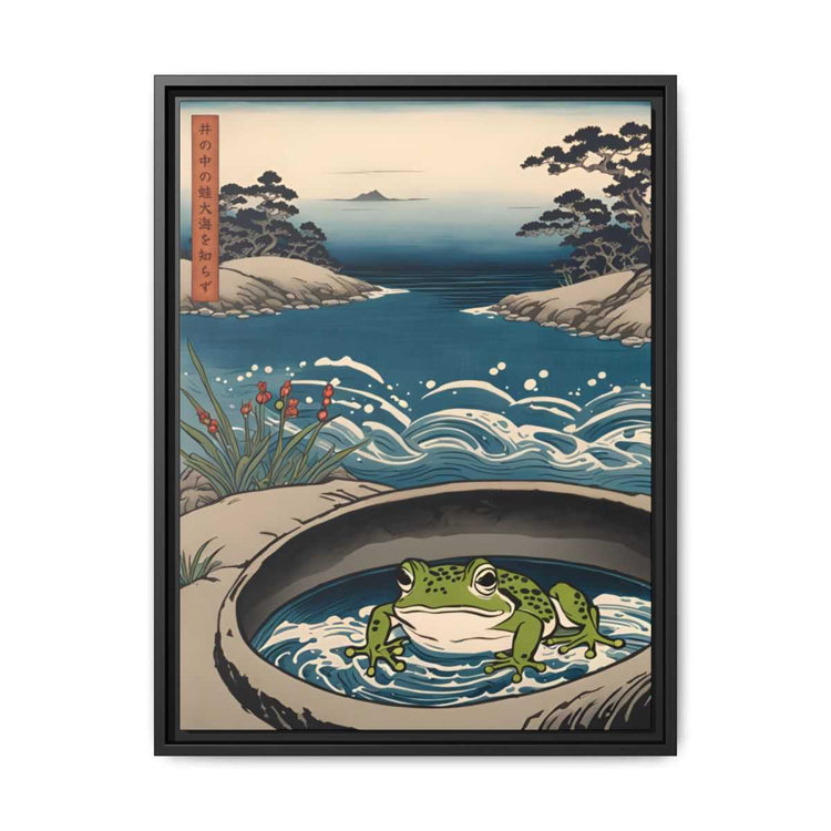 絵画 flk041109 Framed printed canvas - Proverb - Frog in the well