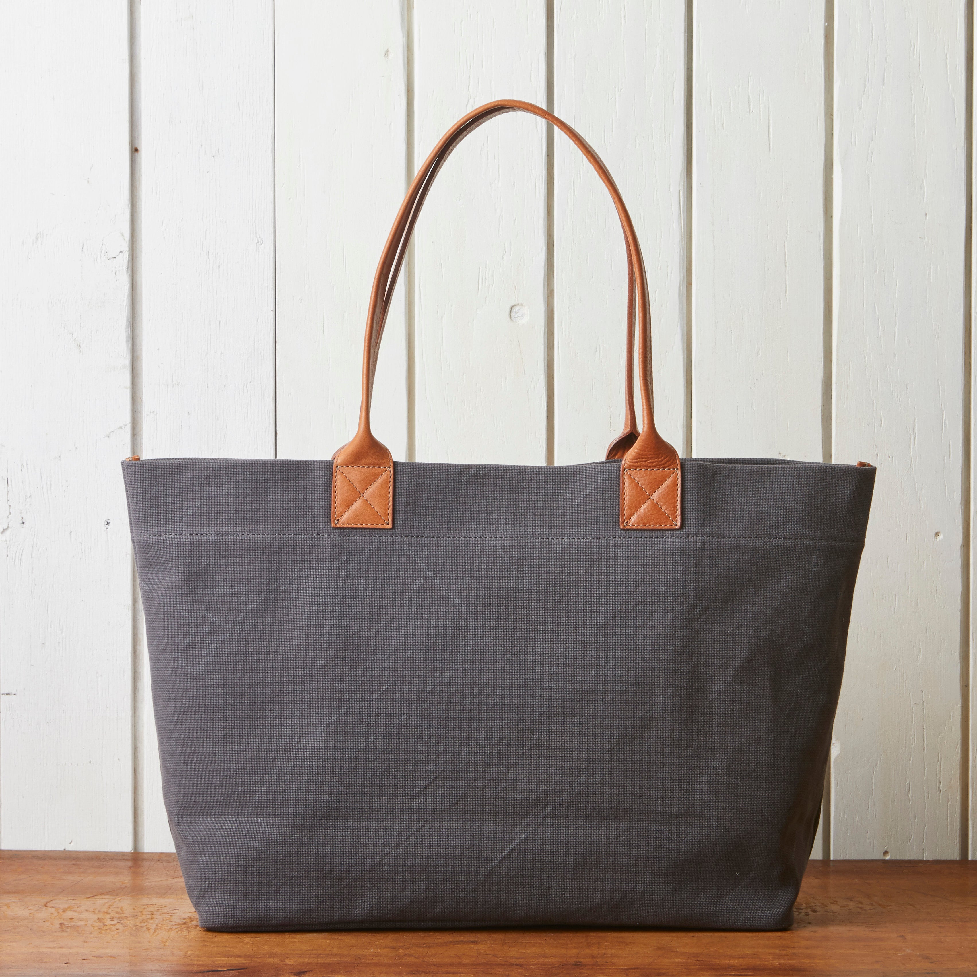 帆布×牛革 ビッグトートバッグ【SA201】B4対応 軽量550g 自立型 経年