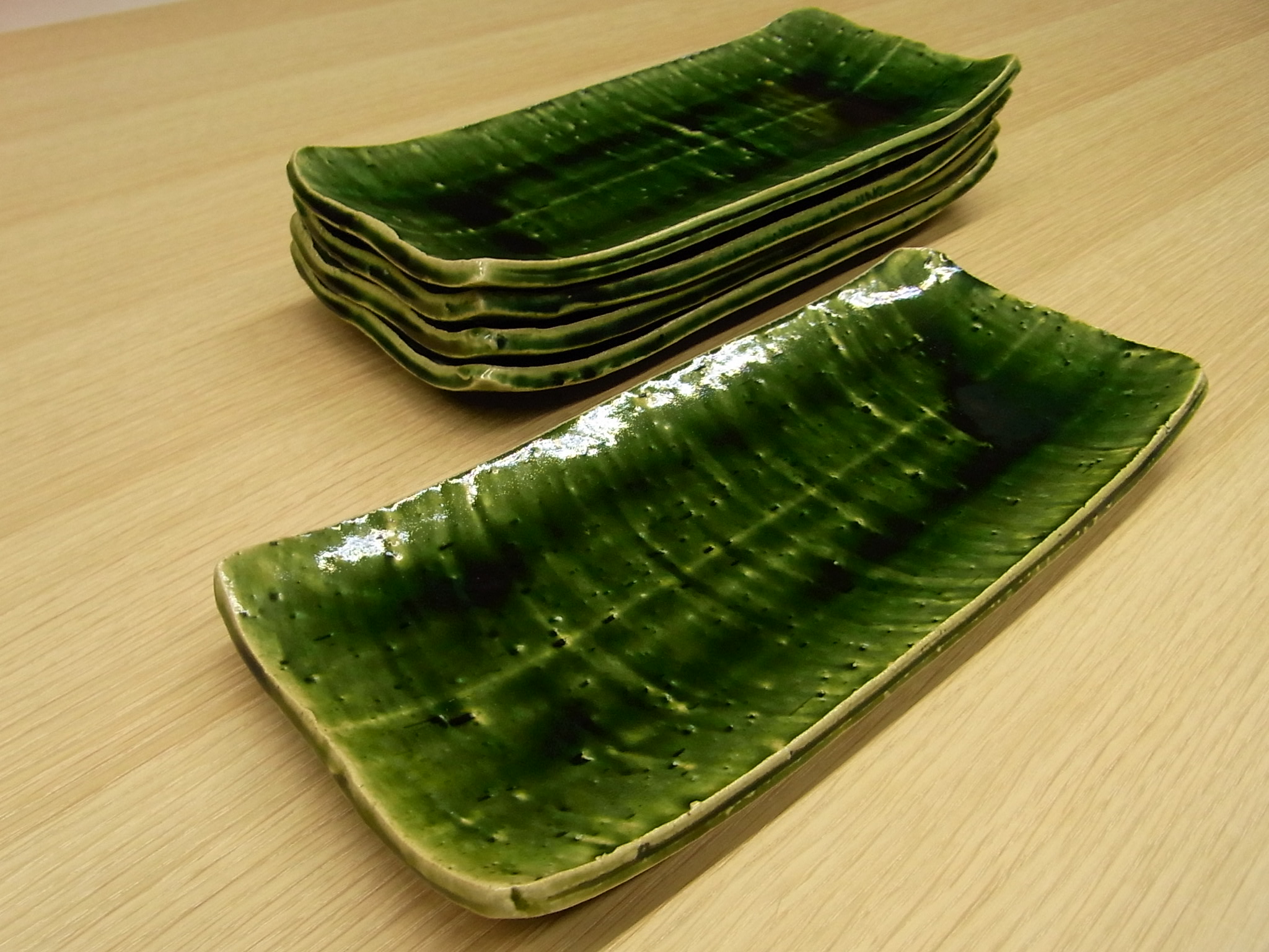 お買い得品 皿 織部焼 織部焼 大皿 三枚セット 桃山時代 古織部皿3枚