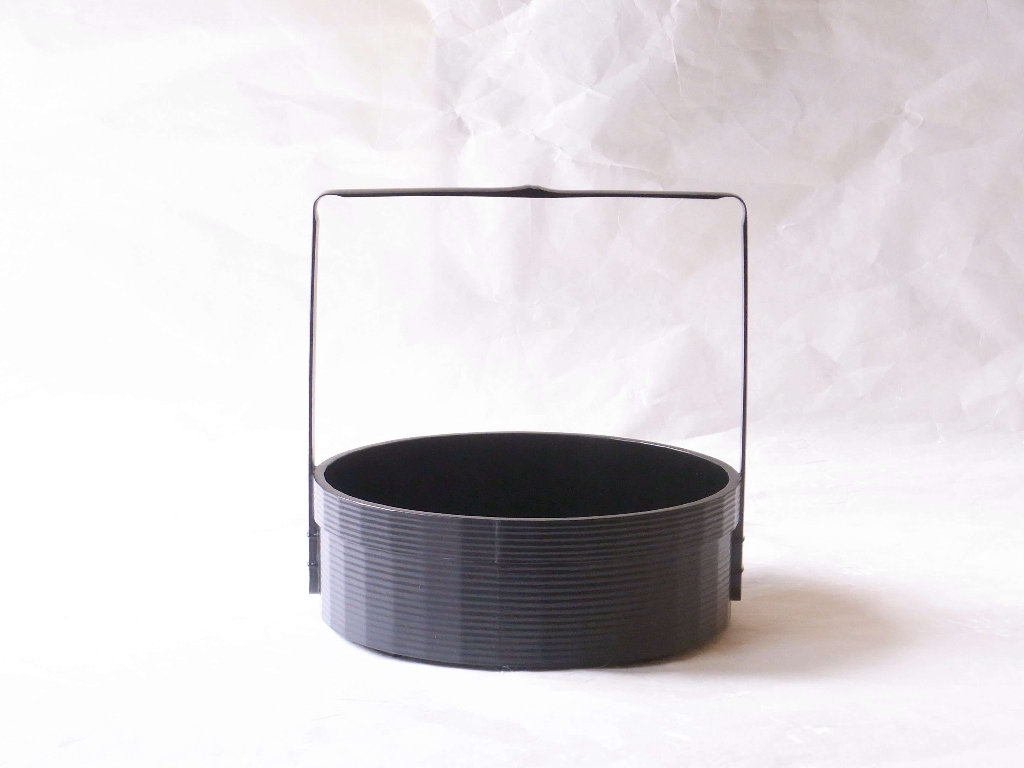 茶道具 黒一閑塗 丸手付 煙草盆 宗明 共箱 山中塗 宗旦好 【