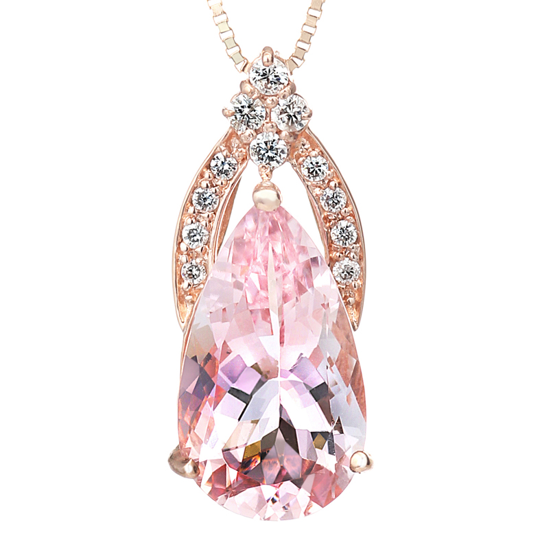 K18PG モルガナイト ダイヤモンド ネックレス（MO 2.17ct D0.08ct