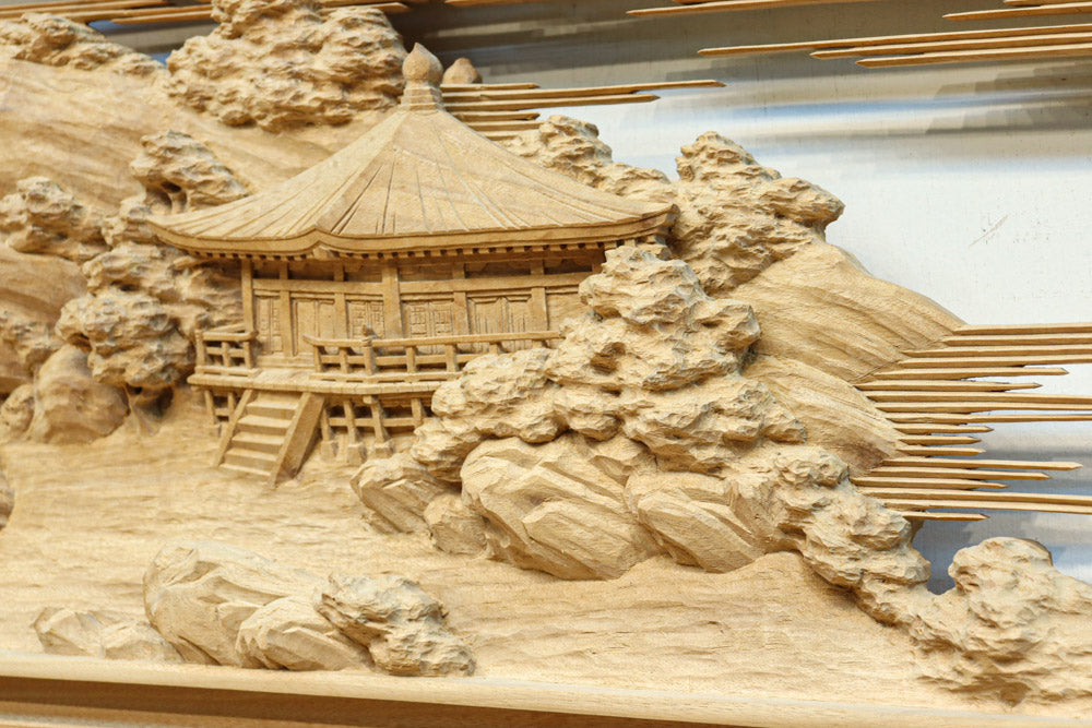 極上‼美しい近江八景が描かれた深彫彫刻欄間 EZ2512ab 在庫(a:0 b:1)枚