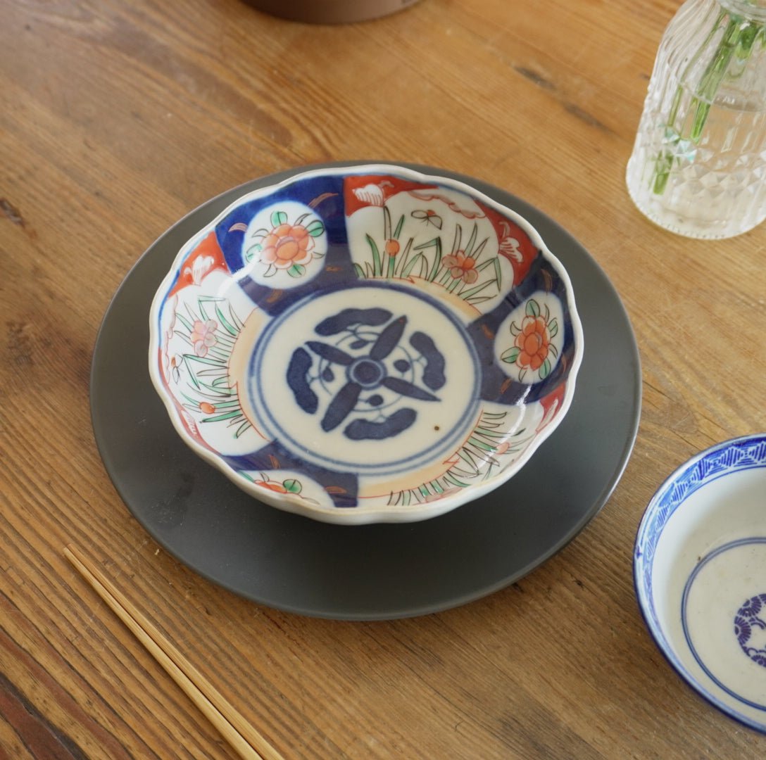 なます皿 4枚 源江製 竜 色絵付 金彩 花 豪華 蛇の目 江戸か なます皿