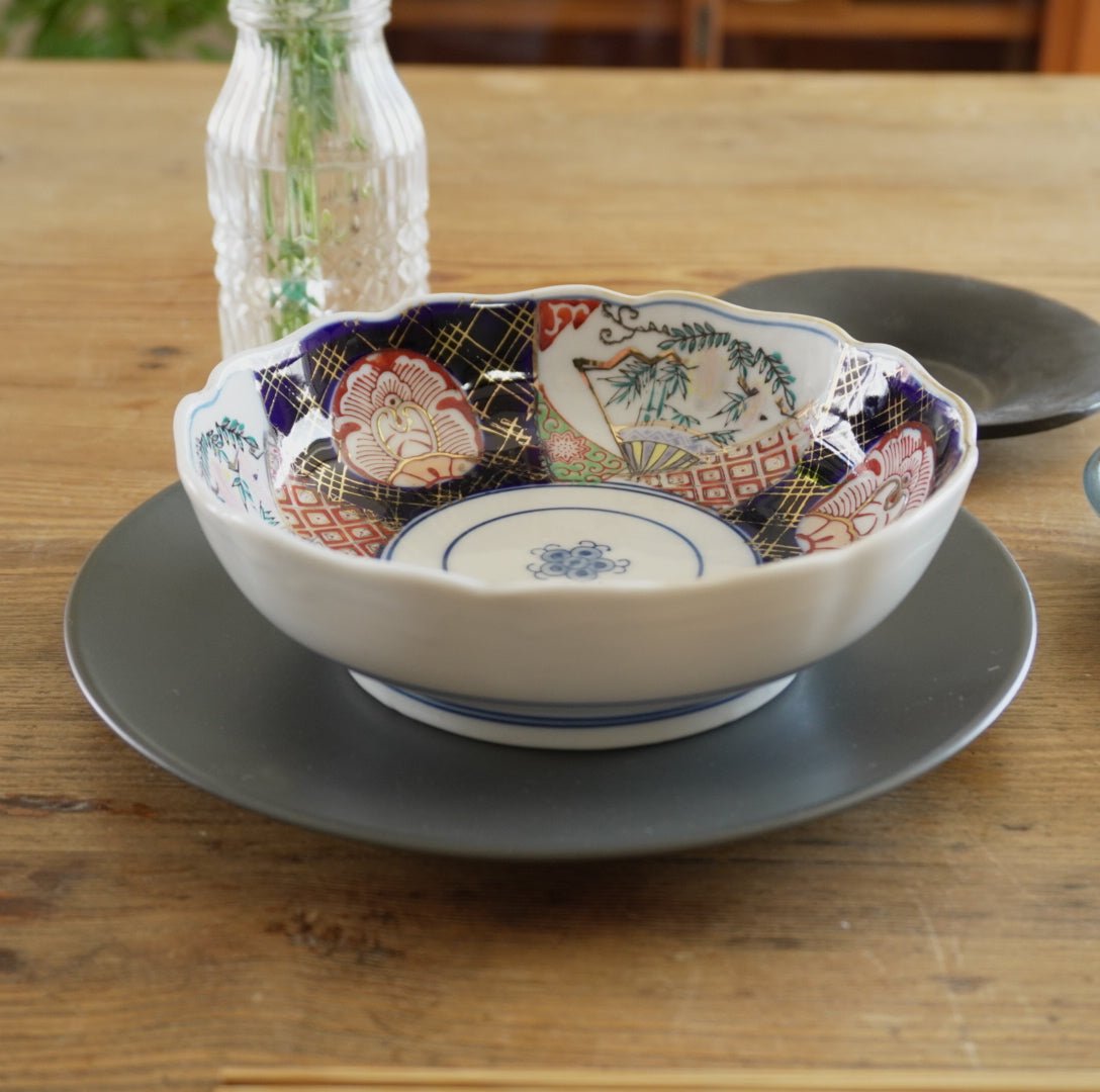 江戸中期 古伊万里 染付木瓜皿5客 金魚柄 江戸中期 古伊万里