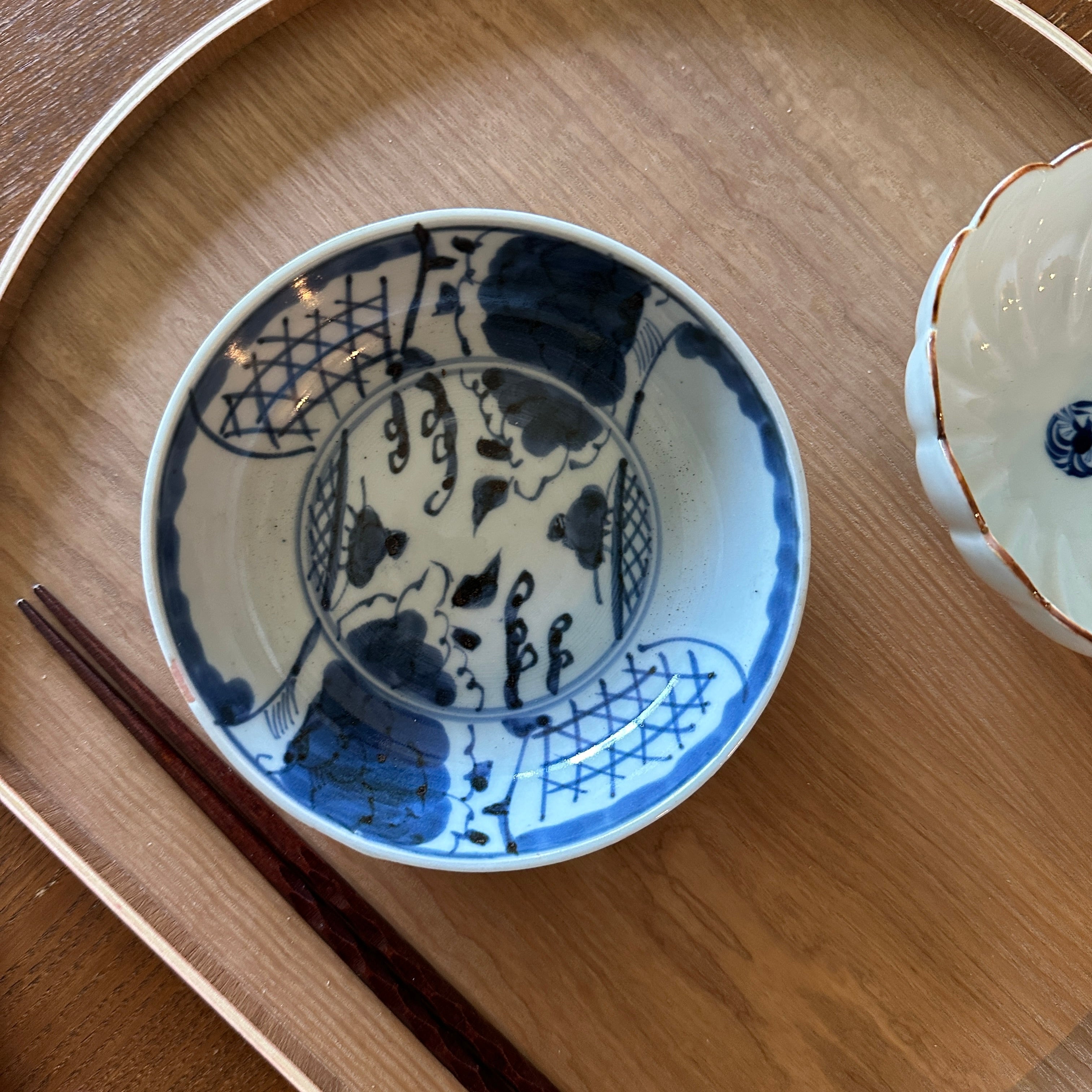 古伊万里 染付 なます皿 たこ唐草 4枚 [B31465] 古伊万里 染付 なます