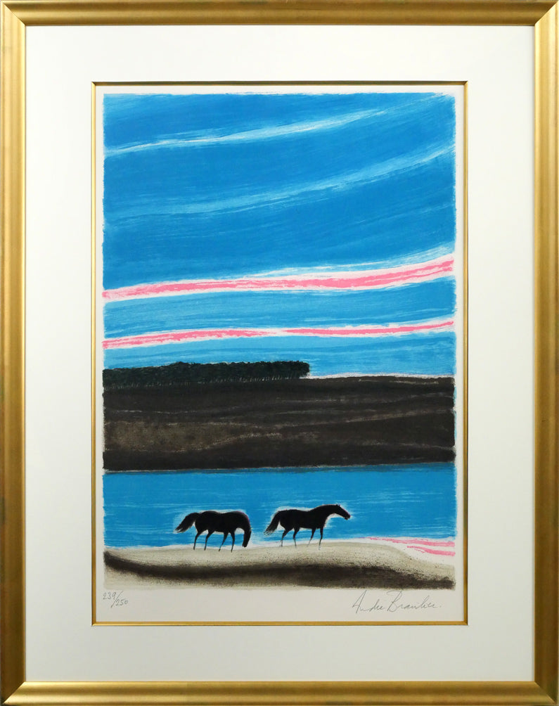アンドレ ブラジリエ（Andre Brasilier）「冬の馬」リトグラフ 絵画