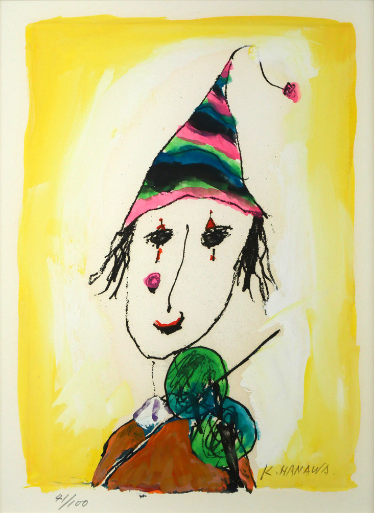 塙賢三「道化」銅版画に手彩色 絵画買取・販売の小竹美術