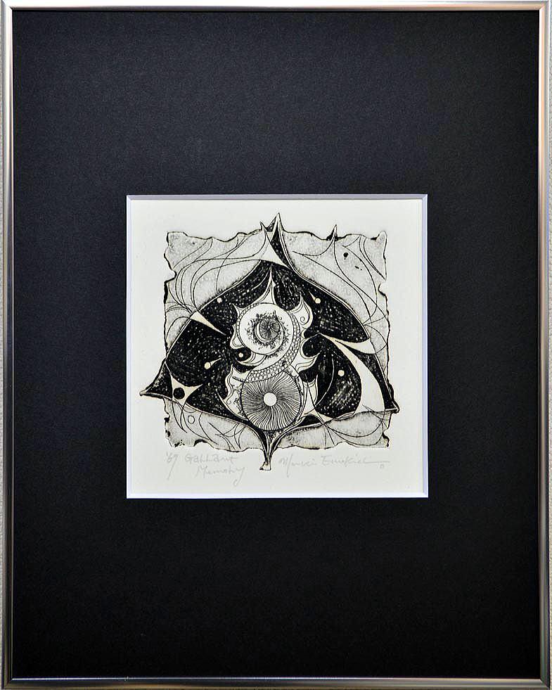 No1878額装 井上公三 シルクスクリーン「白い百合」紙箱付 美術品 送料