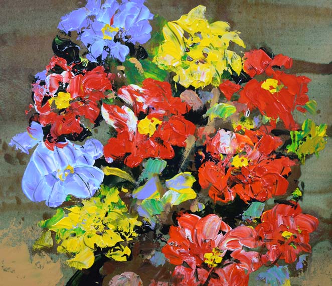 福沢一郎「花」油絵・6号 絵画買取・販売の小竹美術