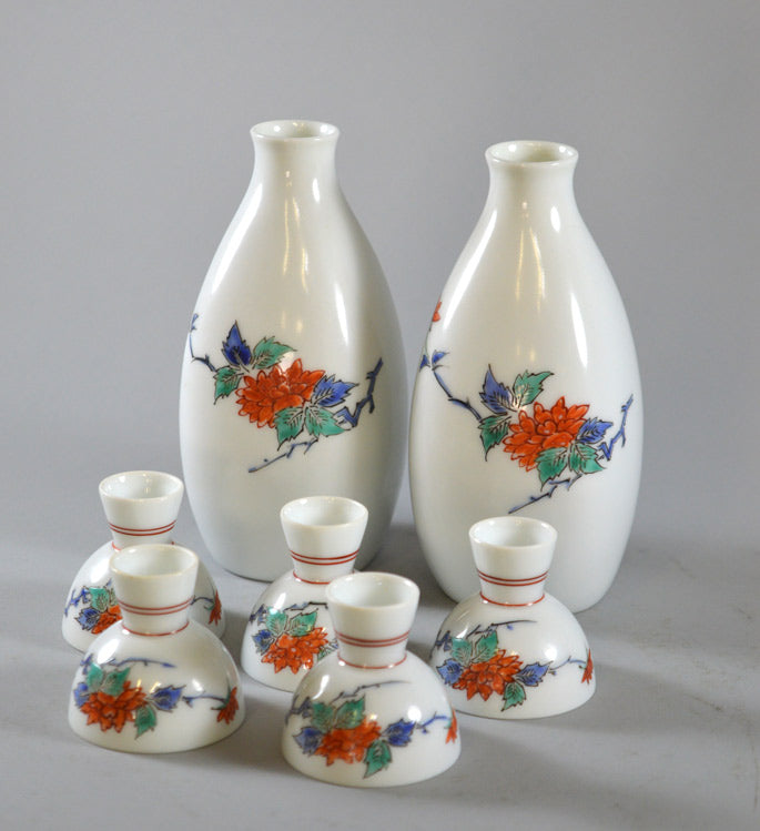 美品 ☆ 十三代酒井田柿右衛門作 花鳥図「秋」の壺 昭和 ヴィンテージ