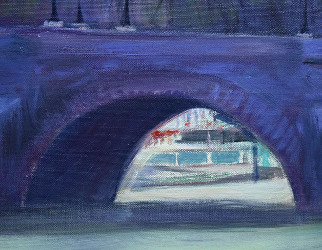 乙丸哲延「セーヌの洪水（パリ）」油絵・F20号 絵画買取・販売の小竹美術