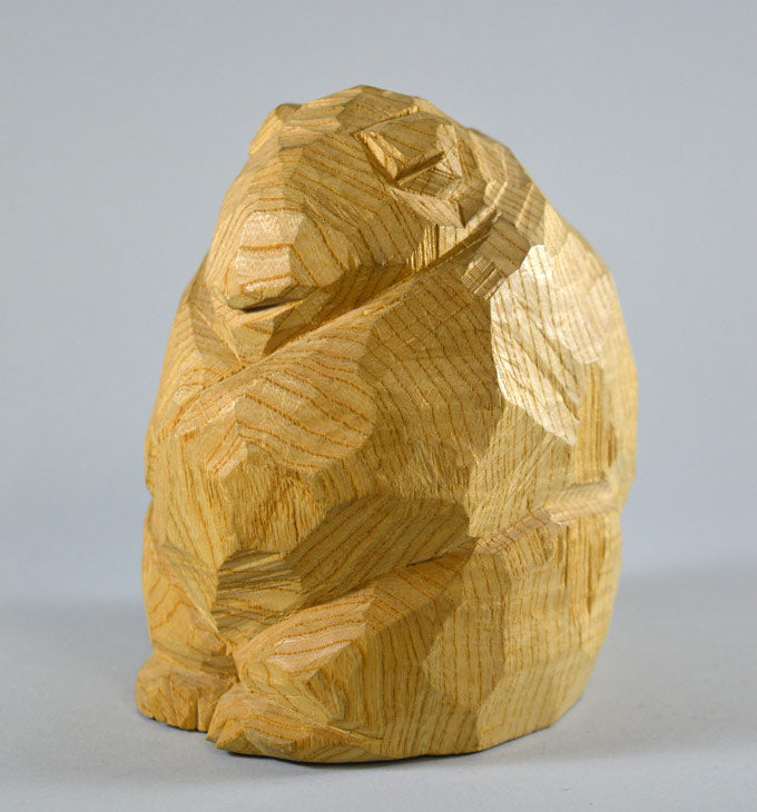 柴崎重行「熊（高さ14.8cm）せんの木」木彫作品 絵画買取・販売の小竹美術