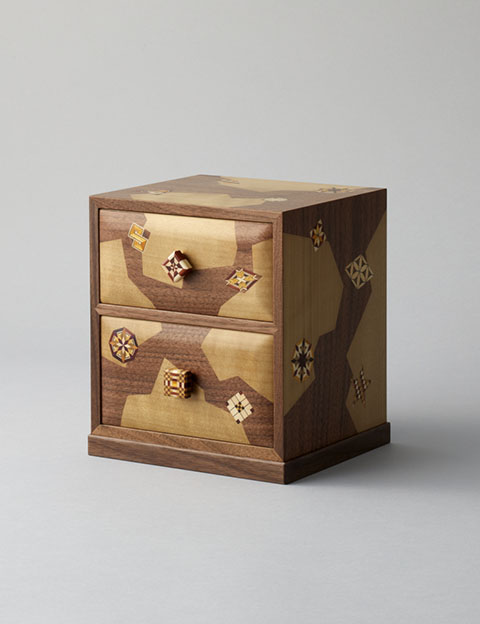 箱根寄木細工 引き出し付き収納ボックス
