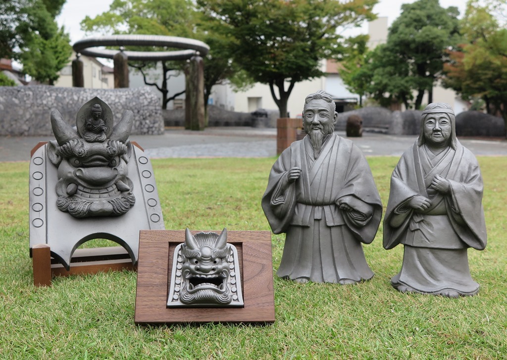 鬼瓦 工芸品 骨董品 魔除け 淡路瓦 雌雄一体 鬼瓦 工芸品 骨董品 魔