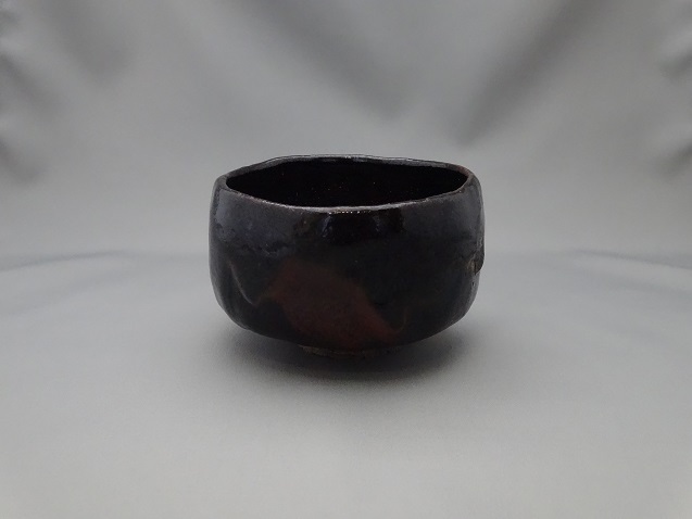 江戸時代後期 紫野焼 鶴亭 黒楽茶碗 共箱 時代物 古美術 茶碗 WWTT066