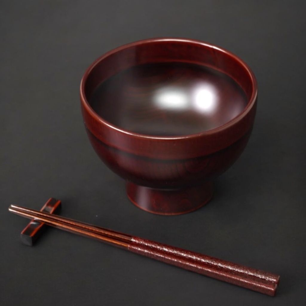 越前 端布合鹿椀 赤溜木地呂 – 漆器 高翆