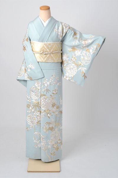 訪問着［青磁色の雪輪模様］｜着物レンタルあき (来店着付け無料・全国