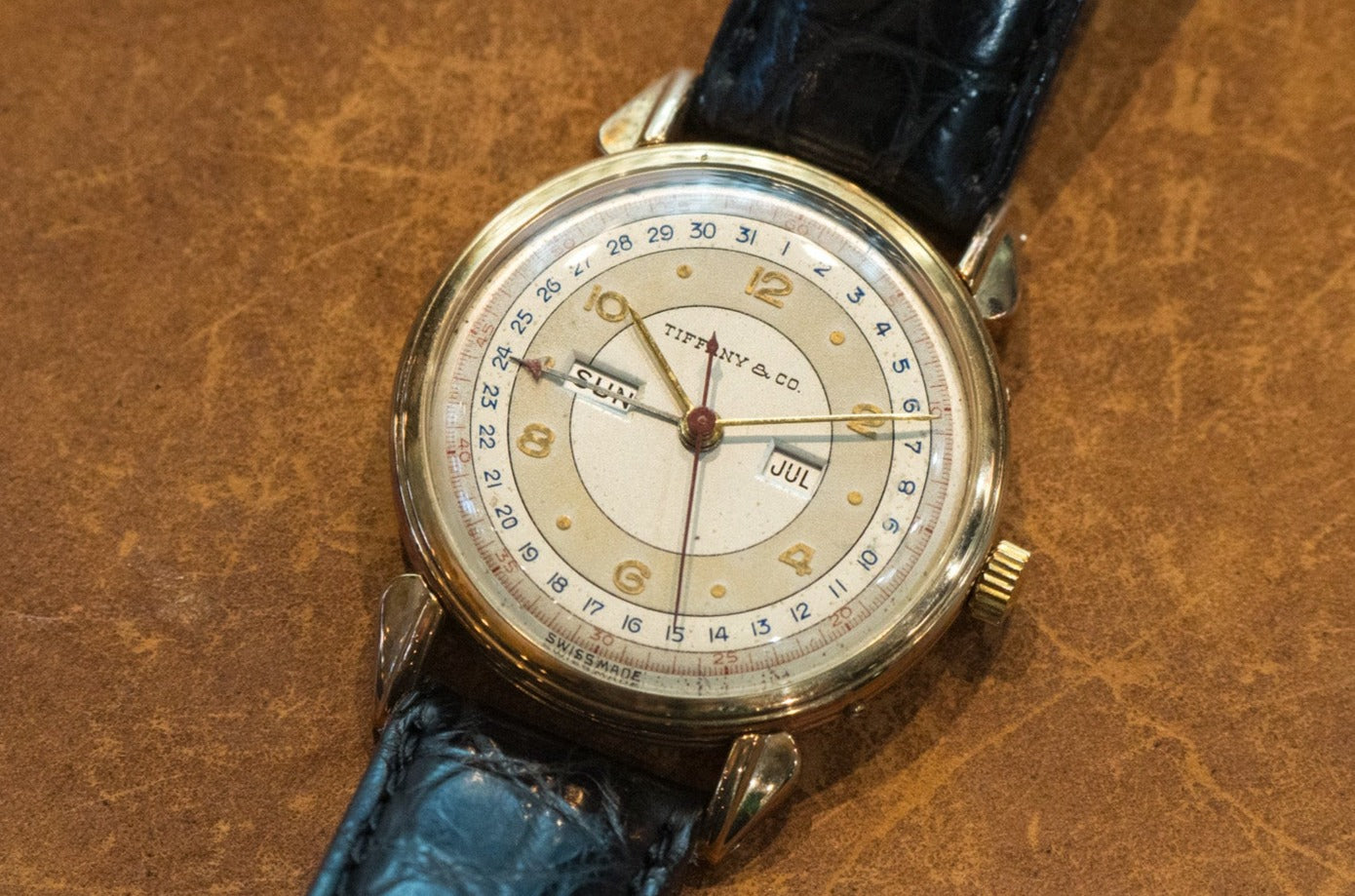 ティファニー モバード カレンドグラフ Cal.MOVADO470 14KYG 1950年代