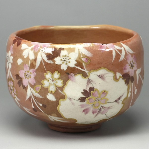 赤楽 雪輪桜の画 茶碗 | 楽入 | 京ものさんぽ