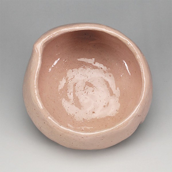 抹茶茶碗 桃型赤楽 了入「桃柳」写し 吉村楽入 【公式通販】