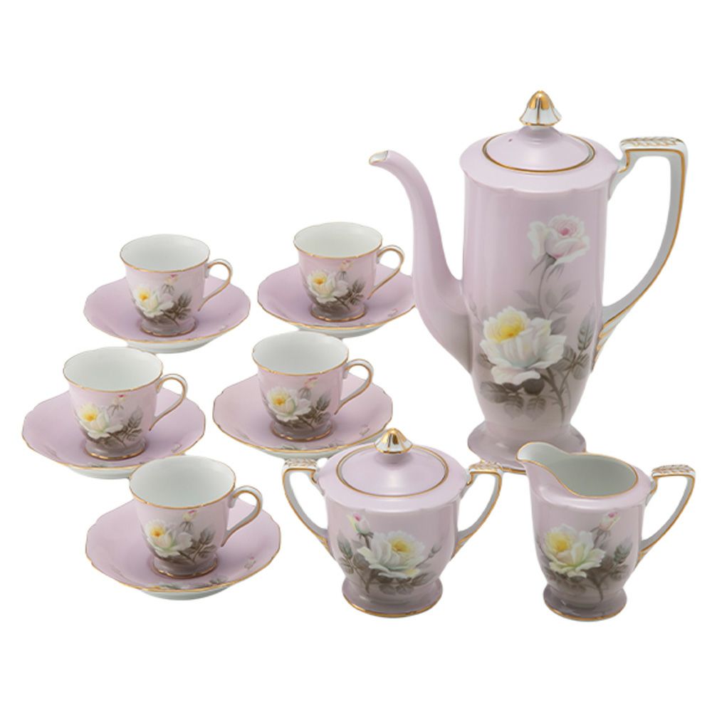 1点限り】オールドノリタケ 金彩ピンク地 薔薇文 デミタスセット 5客