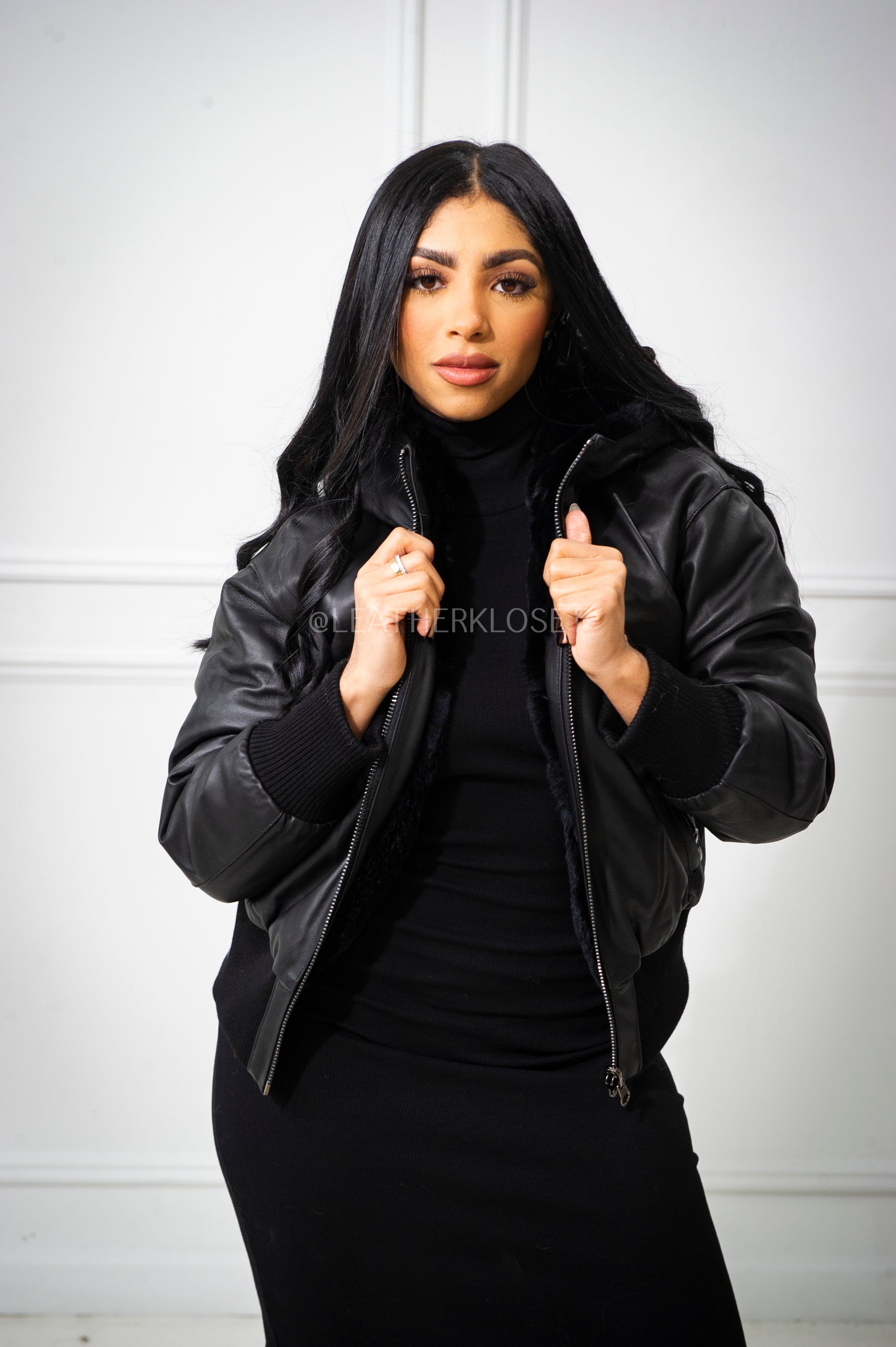 Women's Kimora Leather And Rex Reversible Jacket [Black