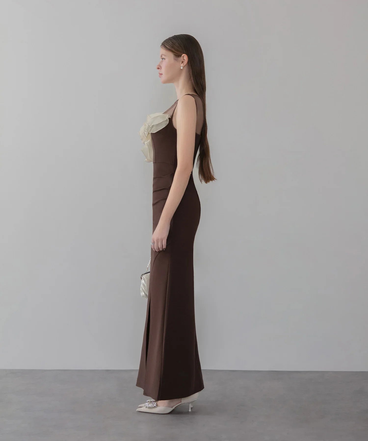 LEJA LUXE】アシンメトリーフリルスリットマーメイドドレス