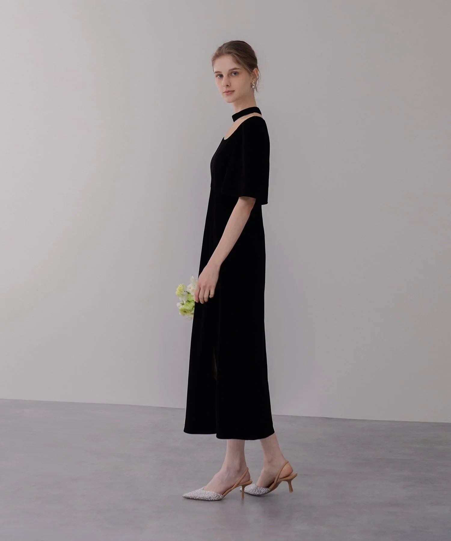 当日発送】シアースパンコールベロアIラインワンピース結婚式ドレス