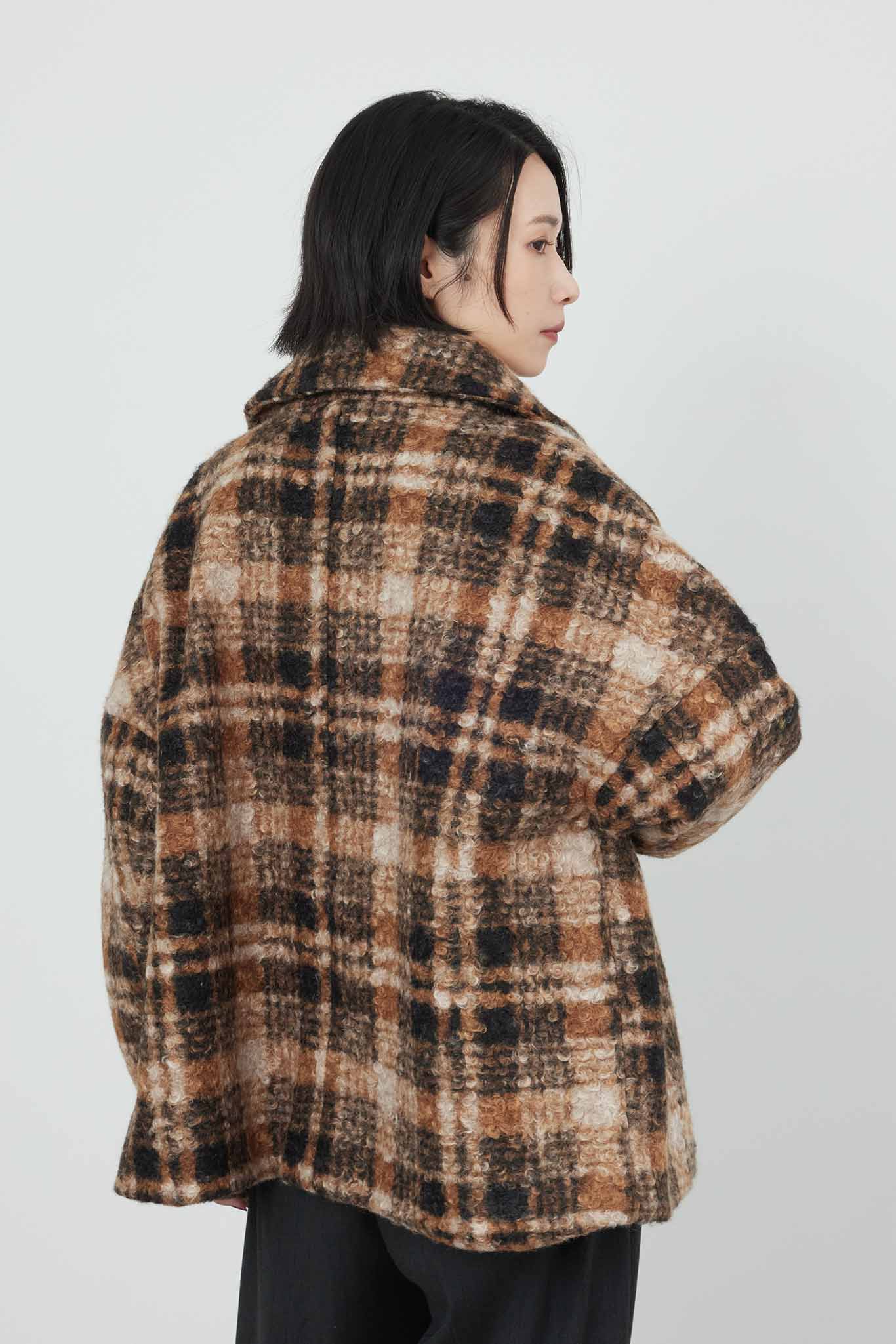 チェック柄コート