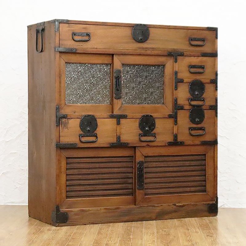 明治時代『 25杯抽斗 薬箪笥 』 和箪笥／ドロワー飾り棚 アトリエ 什器