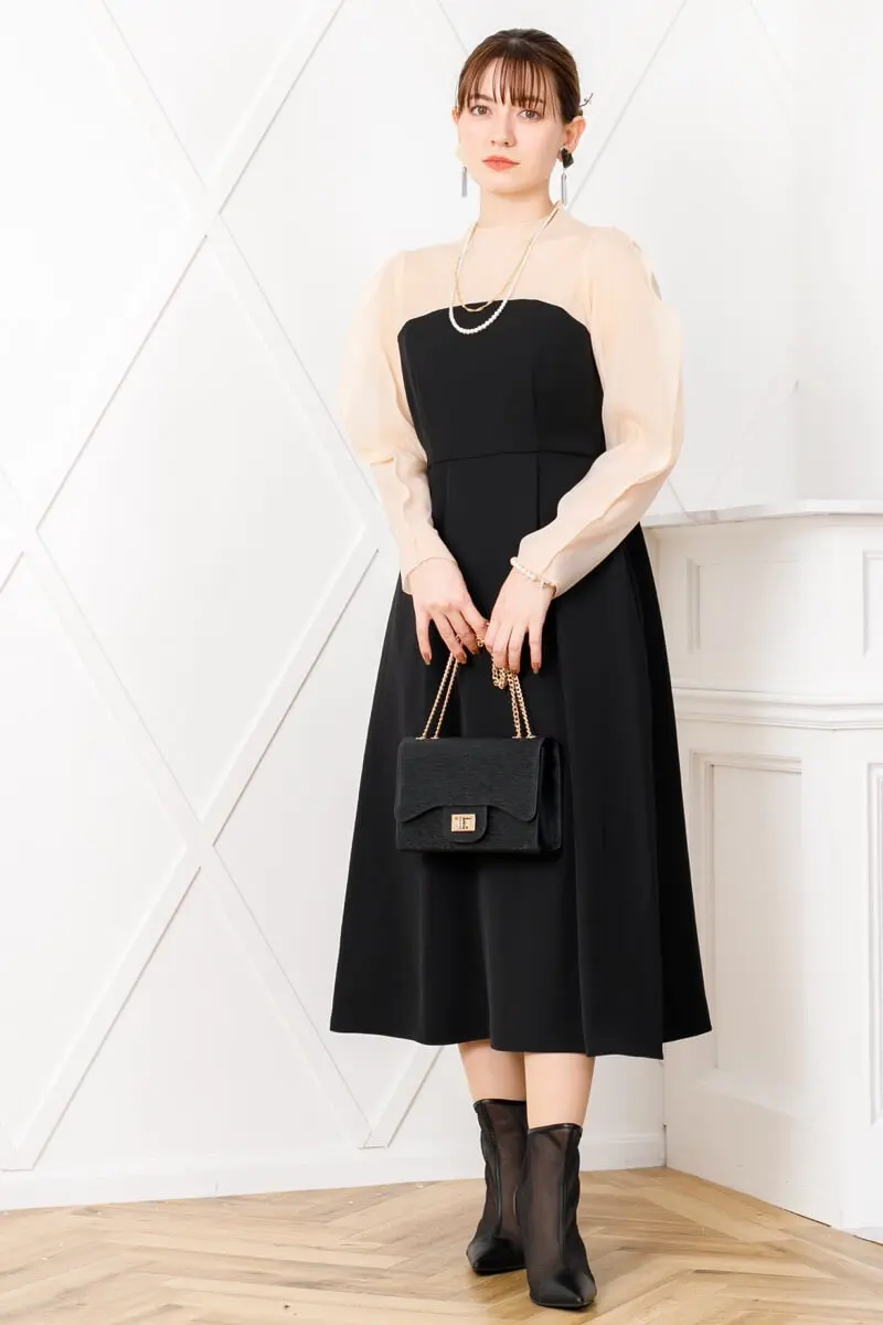 ブラックのマトンスリーブドレス | Dorry doll | M | 結婚式パーティー