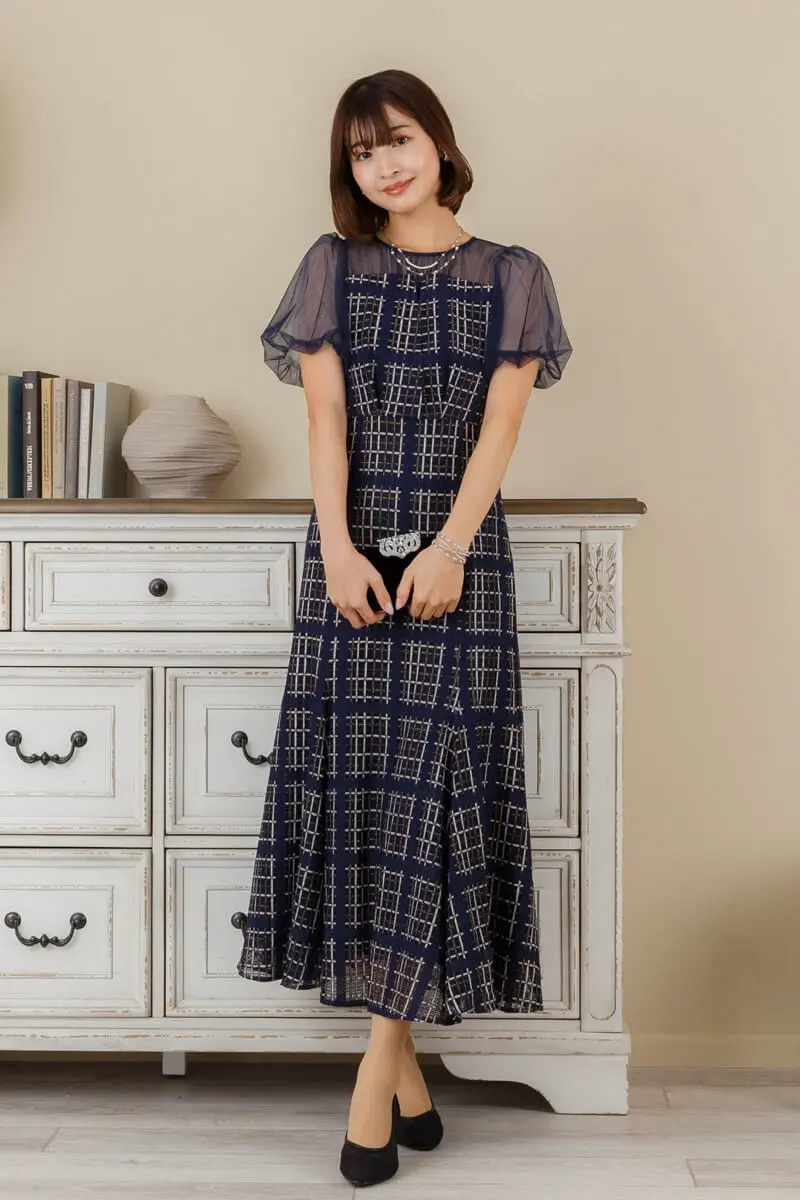 ブルーのツイードマーメイドドレス | Dorry doll | M | 結婚式