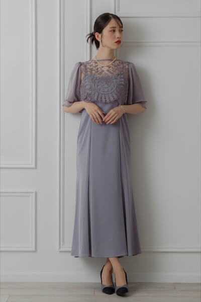 Dorry Doll フラッフィースリーブペンシルドレス ブルー 【公式通販】