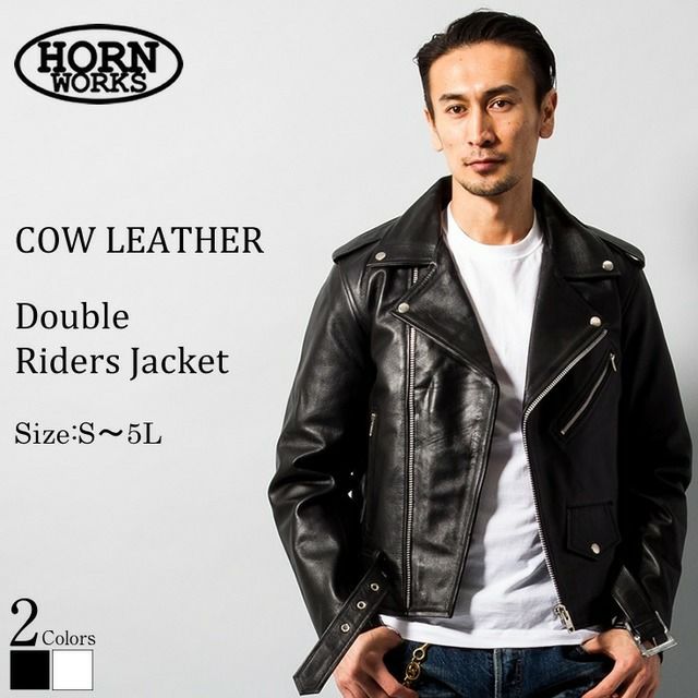 Horn Works 本革 メッシュレザー シングルライダースジャケット メンズ